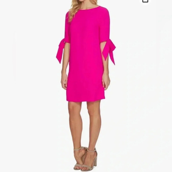 Amanda Uprichard Dresses & Skirts - Amanda Uprichard Dress Magenta Pink Crepe Shift Bow Sleeve Size M Knee Length